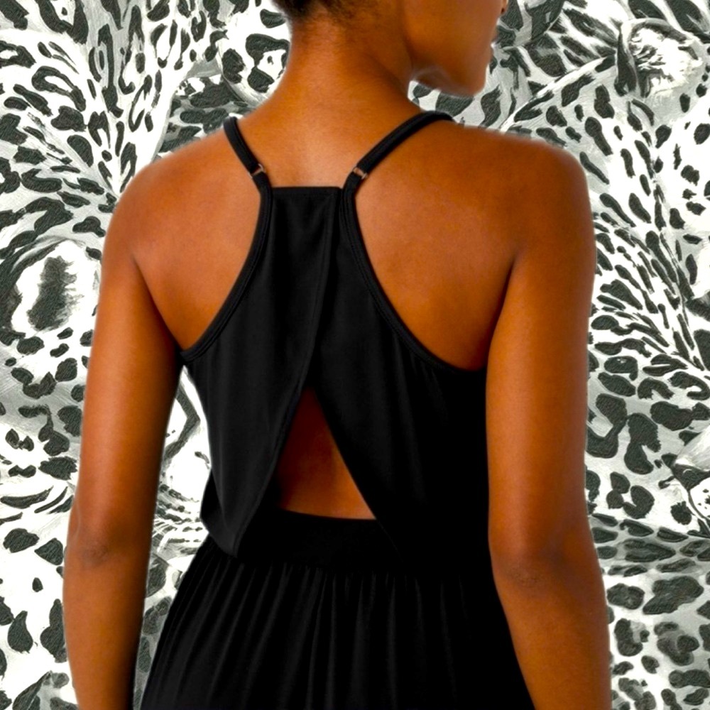 Halara Black Adustable Strap Backless Cut-Out Sid… - image 6